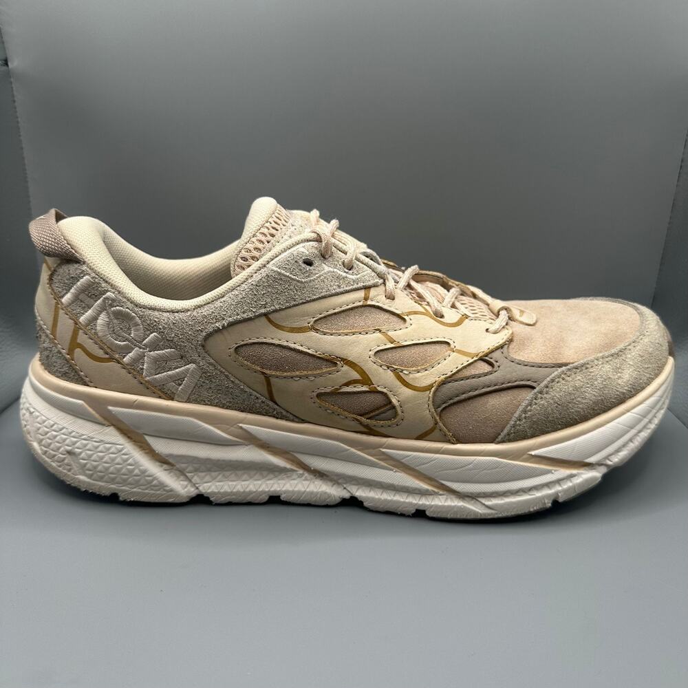 Hoka One Clifton L Men Size 12 Tan Suede Walking Running Shoes 1150910OSN